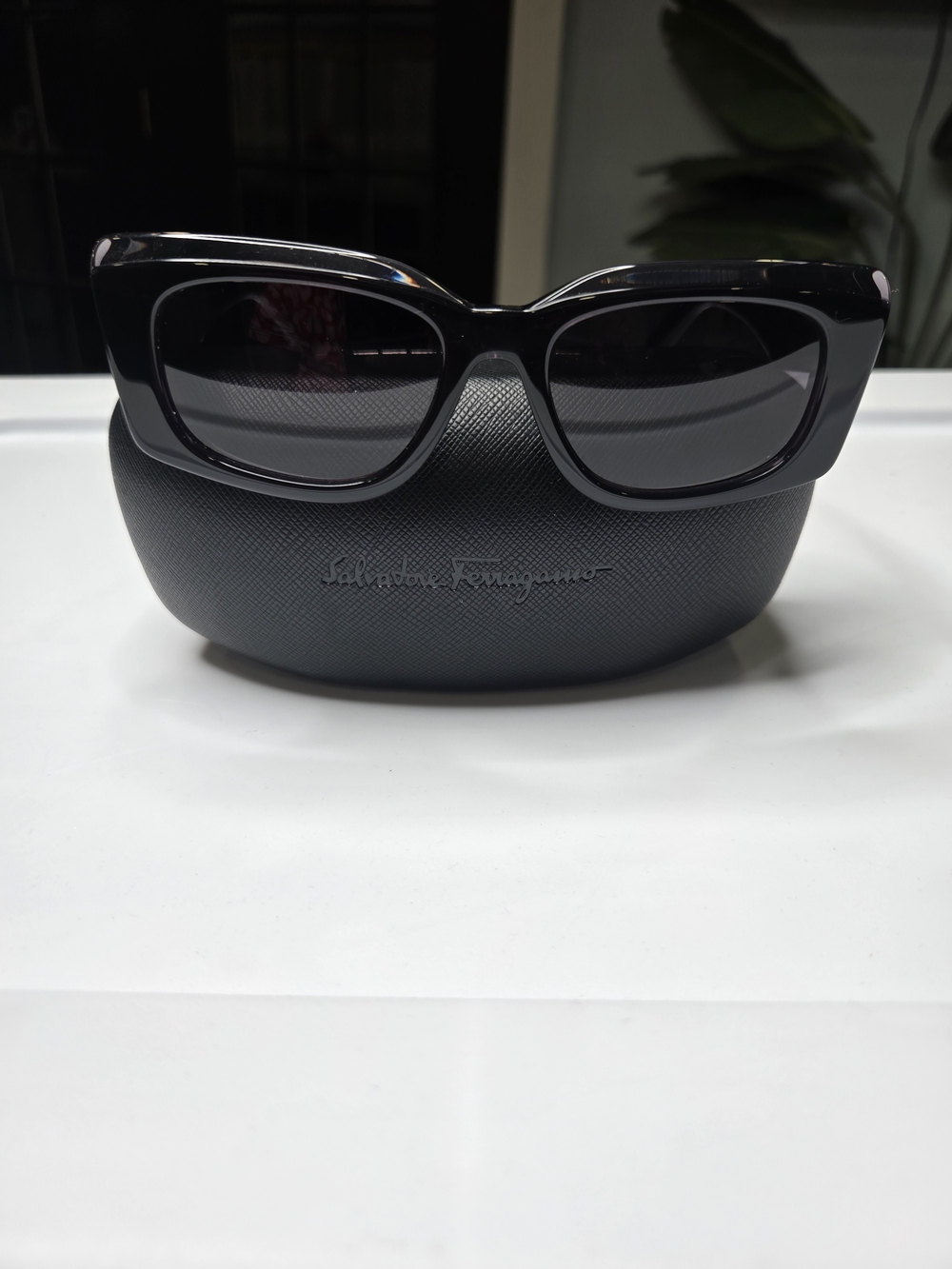 Salvatore Ferragamo Black Cat-Eye Sunglasses